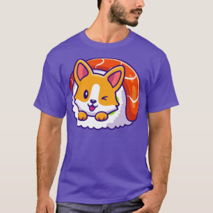 T-shirt Corgi Cute Dans Le Dessin De Rouleau De Sushi