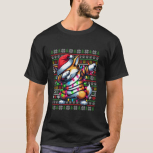 T-shirt Corgi Dabing laids lumières de Noël Santa Hat Tree