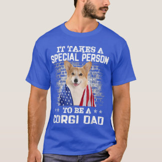 T-shirt Corgi Dad With Proud American Flag Dog Father's Da
