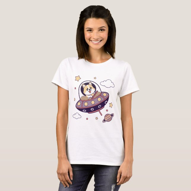 T-shirt Corgi dans l'espace (Devant entier)