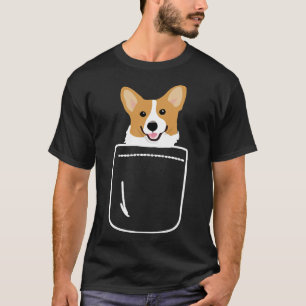 T-shirt Corgi Dans Pocket Drôle Mignonne Chiot Gros Sourir