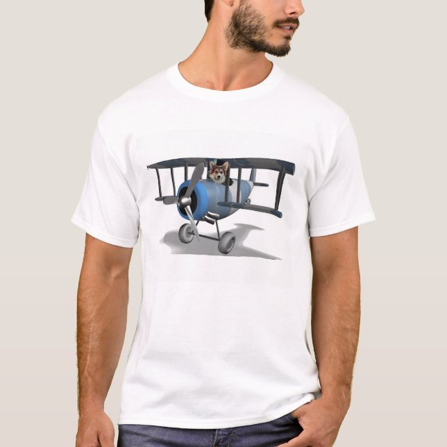 T-shirt Corgi dans un avion (Devant)