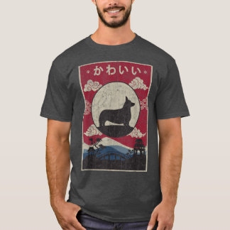 T-shirt Corgi Design japonais Kawaii Chien Maman Papa