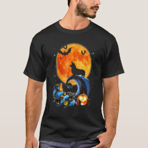 T-shirt Corgi Dog Moon Pumkin Halloween Costume Dog
