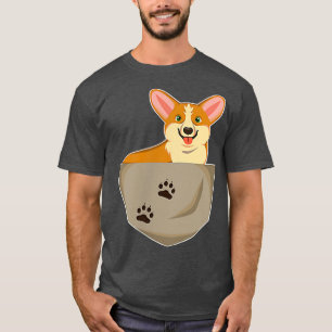 T-shirt Corgi doux dans la poche poitrine de la chemise