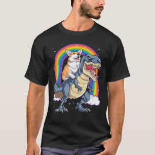 T-shirt Corgi équitation Dinosaur T rex Chemise Funny Rain