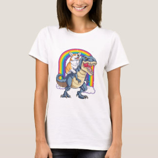 T-shirt Corgi équitation Dinosaur T rex Funny Space Galaxy