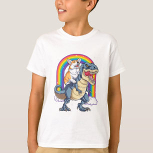T-shirt Corgi équitation Dinosaur T rex Funny Space Galaxy