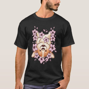 T-shirt Corgi et corgi avec sakura et cerisier en fleurs 1