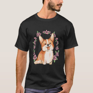 T-shirt Corgi et corgi avec sakura et cerisier en fleurs 1