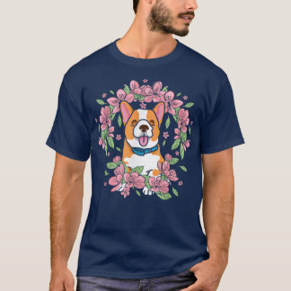 T-shirt Corgi Et Corgi Gros Avec Chien Et Sakura -2