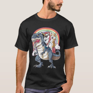 T-shirt Corgi Et Unicorne Ride T Rex Comme Boss