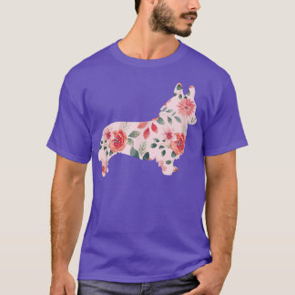 T-shirt Corgi Flower  Corgi Floral Funny Cute Corgis 