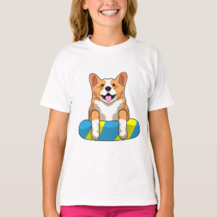 T-shirt Corgi gallois à la nage avec planche