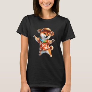 T-shirt Corgi Hawaïen Dansant avec Fleurs Tropicales Chien