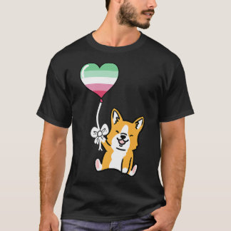 T-shirt Corgi Heart Balloon Abrosexué Pride Premium T-Shi