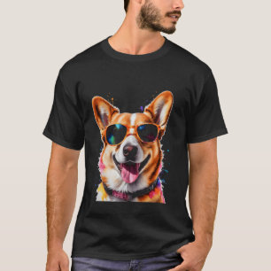 T-shirt Corgi Lunettes de soleil Chien Coloré Drôle Animal