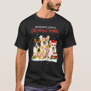 T-shirt Corgi Ma Couleur Préférée Est Noël Lumières Xmas
