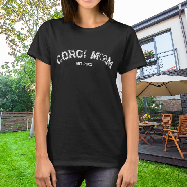T-shirt Corgi Maman Coeur avec Paw et Année (Créateur téléchargé)