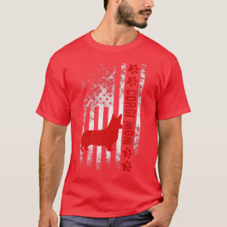 T-shirt Corgi Maman Drapeau Américain Cadeau370