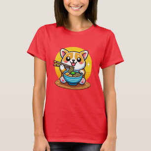 T-shirt Corgi manger Ramen