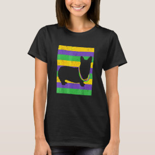 T-shirt Corgi Mardi Gras Perles De Chien Et Chapeau De Fou