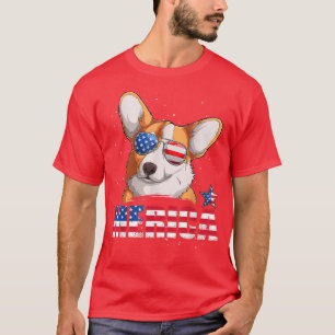 T-shirt Corgi Merica USA Drapeau 4 juillet Hommes Garçons 
