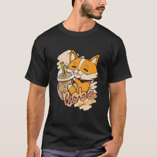 T-shirt Corgi Mignonne Avec Du Thé De Bulle Boba. Kawaii J