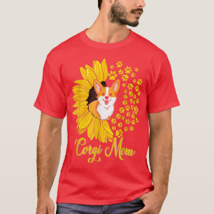 T-shirt Corgi Mom Cute Corgi Dog Sunflower Happy Mother's