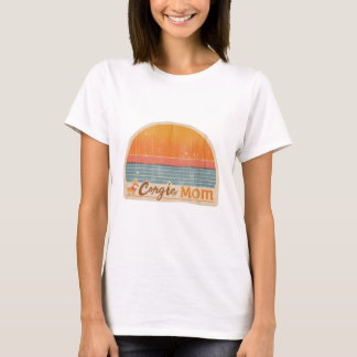 T-shirt Corgi Mom Retro 70s Sunset Tee