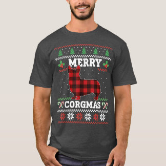 T-shirt Corgi Noël Pyjama Arbre Lumières Noël Corgmas Pl