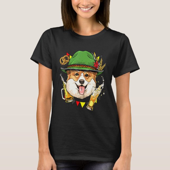 T-shirt Corgi Oktoberfest Chien Lederhosen German Beer Fes (Devant)