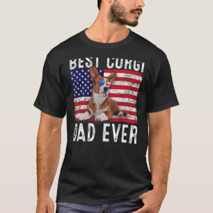 T-shirt Corgi Papa Américain Drapeau Corgi Chien Propriéta