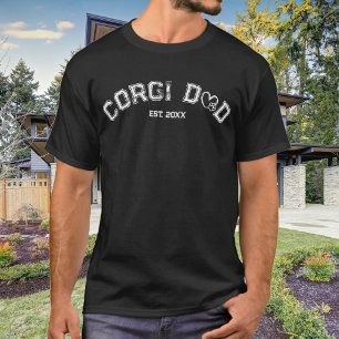T-shirt Corgi Papa Coeur avec Paw et Année