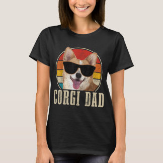 T-shirt Corgi Papa Lunettes de soleil Vintages Funny Corgi