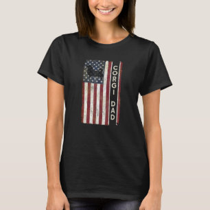 T-shirt Corgi Papa Patriotique Américain Drapeau Hommes lu