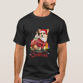 T-shirt Corgi Père Noël Joyeux sapin de Noël Joyeux Noël J