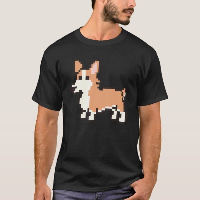 T-shirt Corgi Pixel 8 Bits (Devant)