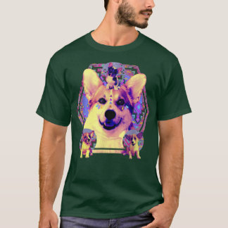 T-shirt Corgi Psychedelic Vaporwave Best Corgi Maman Ever