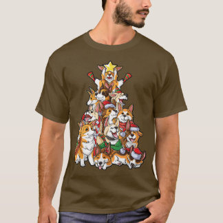 T-shirt Corgi sapin de Noël Funny Corgi Pyjama de Noël