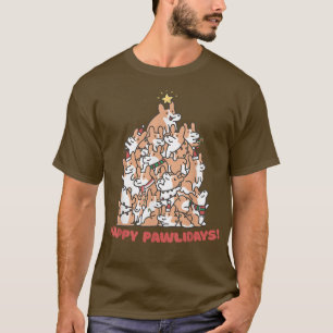 T-shirt Corgi sapin de Noël Joyeux Pawlidays mignon