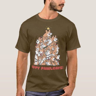 T-shirt Corgi sapin de Noël Joyeux Pawlidays mignon