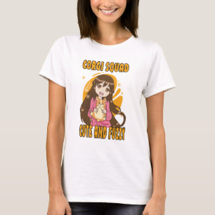 T-shirt Corgi Squad mignonne et blanc flou