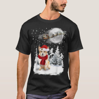 T-shirt Corgi sur la neige Lune de Noël Éclairage Santa Ch