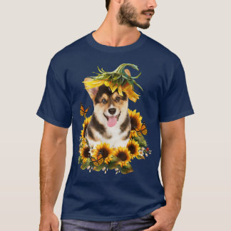 T-shirt Corgi Tournesol Papillon mignon Cadeaux Amoureux d