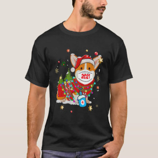 T-shirt Corgi Ugly In Mask Happy Christmas 2021 For Dog