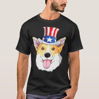 T-shirt Corgi Uncle Sam 4th Of July Kids Boys American Fla
