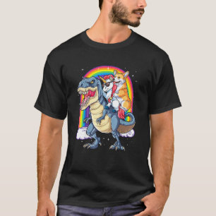 T-shirt Corgi Unicorn équitation Dinosaur T Rex Hommes Fem