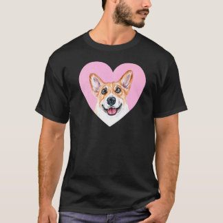 T-shirt Corgi Valentines Day Pink Heart Cute Corgi Dog
