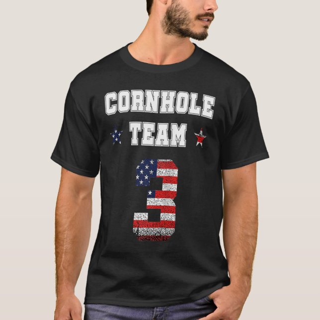T-shirt Corn Hole Team Player Cornhole Raglan Baseball (Devant)